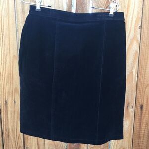 Sellecca Black Leather A Frame Midi Skirt Size 12
